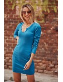 Fitted ribbed cornflower blue dress FG544 - Online store - Boutique